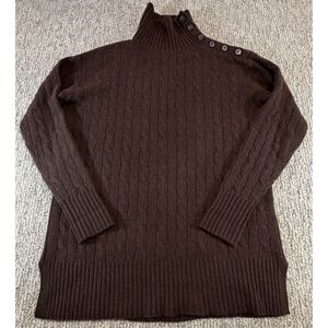 Polo Ralph Lauren Womens Cable Knit Turtleneck Button Sweater Wool Cashmere XS